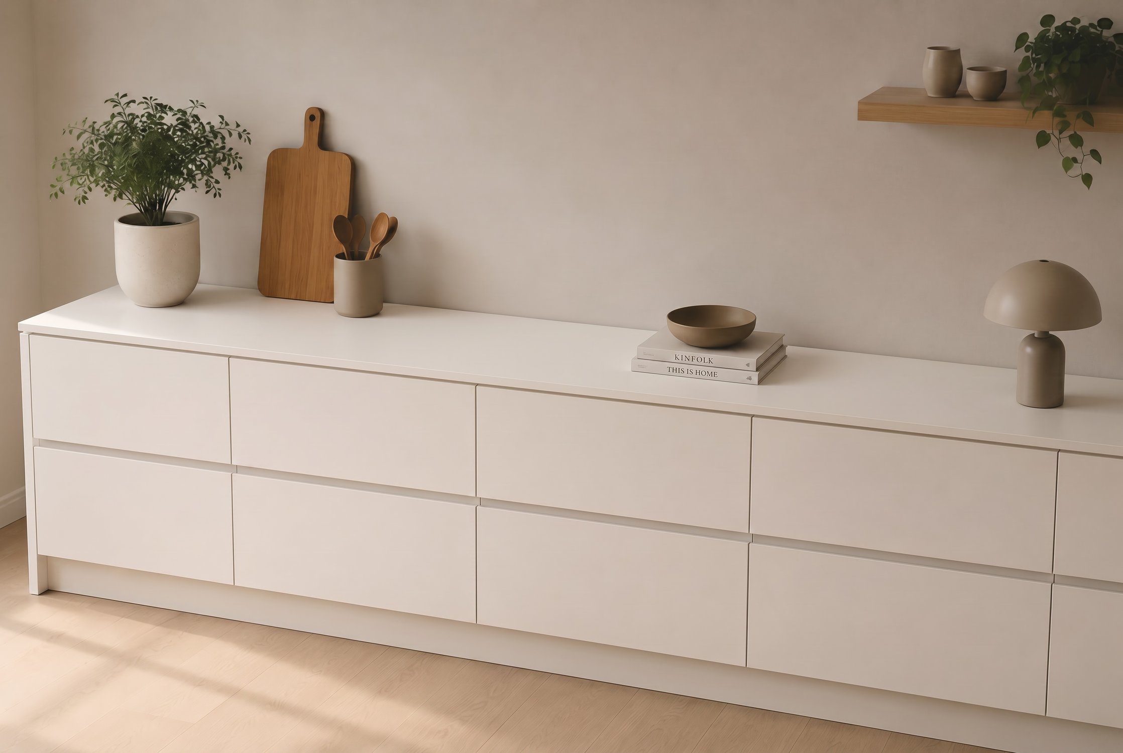 Bianco Malé Laminat bordplade i miljø - leveret af Min Bordplade - Marmorlook bordplader